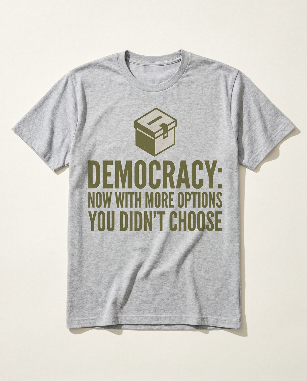 Democracy funny political satire t-shirt with ballot-box icon